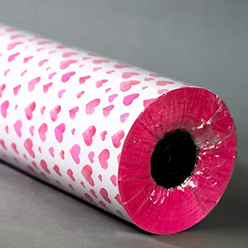 FSC große Rolle Geschenkpapier Herzen Pink/weiss | Rücken pink 50 cm x 175 m | 80 g/m² Secare Rolle | HUTNER