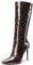 Castamere Moda Stivali Alti Ginocchio Cerniera Donna Tacco a Spillo 10CM Alto Tacco Marrone Serpente Pelle Verniciata Scarpe EU 40