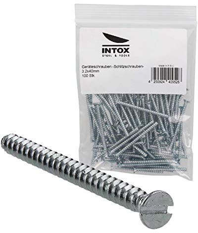 INTOX Lot de 100 vis pour boîtiers d'interrupteur 3,2 x 40 mm, galvanisées
