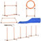 PawHut Hunde Agility Set 5-teiliges Hundetrainigsset Agility-Ausrüstung für Hundetraining, Steckhürdenset mit Hundetunnel, Slalomstangen, höhenverstellbar Hürden Trainingszubehör für Spiele Training