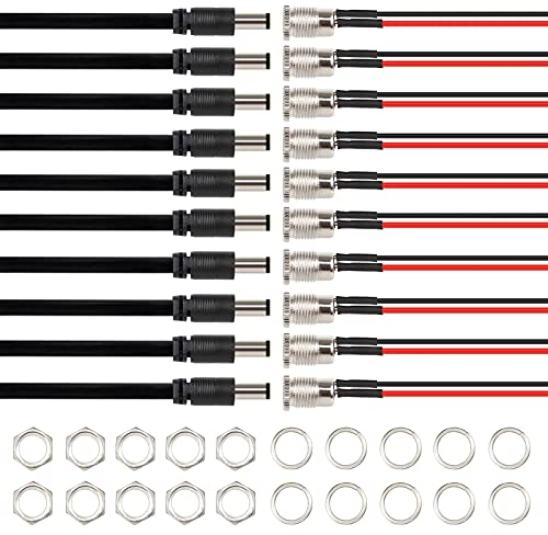 GTIWUNG DC Mount Adapter Set, Stecker Buchse Adapter, 10 Stück Hohlstecker Mit Lötanschluss, 10 Stück 5,5 mm x 2,1 mm Power Jack Socket Mit Kabel, Für Audio/Video/Handy/Überwachungskameras