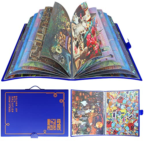 HXMARS Puzzle-Aufbewahrungsordner für 1000 Teile: Puzzle-Organizer mit großer Kapazität, tragbar mit 20 Taschen, staubdichtes und schützendes Puzzle-Zubehör