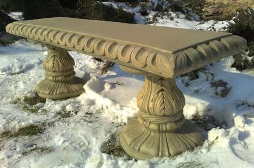 Casa Padrino Jugendstil Gartenbank Beige 140 x 38 x H. 48 cm - Garten & Terrassen Sitzbank mit wunderschönen Verzierungen - Jugendstil Garten & Terrassen Möbel