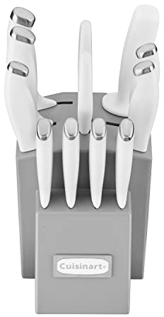 Cuisinart C77SSW-12PG Color Pro Collection - Juego de bloques de cuchillos (12 unidades), color blanco con bloque gris