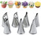 Tabiger Flower Piping Nozzles, 7pcs Petal Ruffle Piping Nozzles Set Rose Pastry Tips Icing Frosting Tips Baking Tools Stainless Steel Cake Decorating Kit for Cake Cupcakes DIY Icing Nozzle Tool