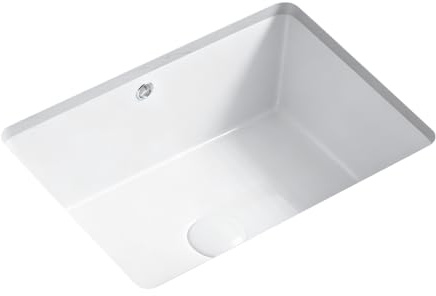 KINGWONG Lavamanos para Baños Lavamanos para Baños, rechteckig, für Badezimmer, 46,5 x 35 cm, klein, Unterbauspüle, Keramik, Porzellan, Waschbecken, 46,5 x 350 mm, Weiß