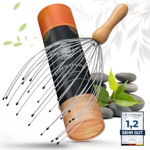 Die entspannende Kopfmassage Spinne mit 28 Fingern von Edelfeld [VERBESSERTE VERSION 2025] -Kopfmassagegerät mit Auslegern auf 2 Ebenen - Kopfkrauler mit Wohlfühl-Noppen - Massagespinne als Geschenk