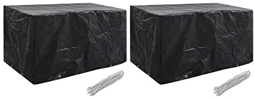 Tidyard 2X Gartenmöbel Abdeckung Schutzhülle Abdeckplane Gartengarnitur Sitzgruppe Regenschutz Abdeckhaube Schutzplane 8 Ösen 180 x 70 x 90 cm (L x B x H),Schwarz