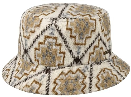 Stetson Navajo Bucket Jersey Stoffhut - Gemusterter Hut - Modischer Fischerhut mit Ethno-Muster - Made in The EU - Herbst/Winter - Damen cremeweiß M (56-57 cm)