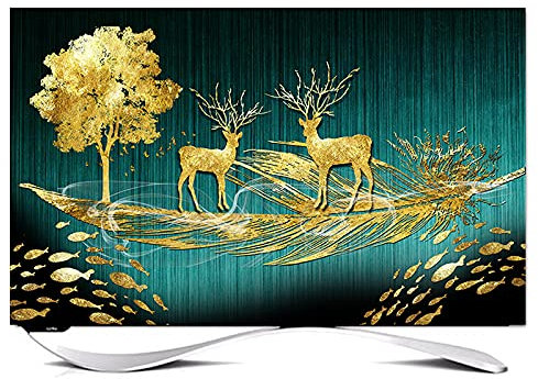 YANHAO Bezug FüR Fernsehen 32 - 85 zoll dekorative Haubenabdeckung für Bildschirm TV PC Landscape Moon Tree Boot Abdeckung Tv AußEn (Color : Plum, Size : 85 inch)