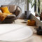 HomebyHome Kurzflor Teppich Wohnzimmer 120 cm Rund Creme - Waschbarer Teppich für Schlafzimmer, Esszimmer und Ideal als Küchenteppich - Flauschiger Teppich Extra Weich, Einfarbig, rutschfest, Modern