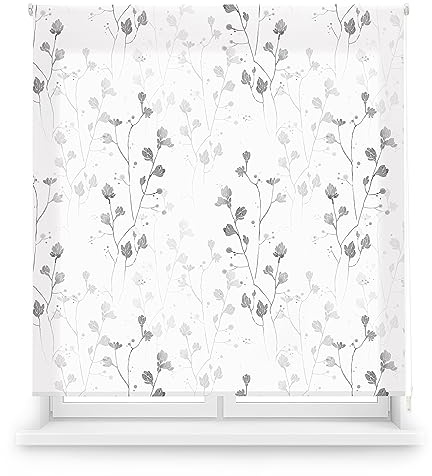 Blindecor Ara Grey Garden | Estor Enrollable Estampado con Tejido translúcido - 150 x 180 cm (Ancho por Alto) | Tamaño aproximado de la Tela 147 x 175 cm | Estores para Ventanas