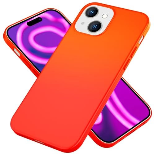 NALIA Neon Cover kompatibel mit iPhone 15 Hülle, Bunte Silikonhülle Intensive Farbe, Samtig Weich Gummiert rutschfest Stoßfest, Dünne Handyhülle Schutzhülle Soft Case Backcover Bumper, Farbe:Orange