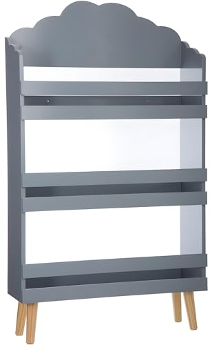 Mevsim Store Kinderbücherregal, 3-stöckiges Kinderregal, Aufbewahrungsregal für Bücher Spielzeug, Regal für Kinderzimmer Kindergarten, aus MDF-Holz, 58x18x98cm, Grau