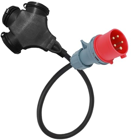 CEE Adapter Starkstrom, CEE Stecker, Schuko Kupplung, Adapterleitung Caravan, Adapter Kabel Kupplung, für Camping Boot (5P 16A T-Stück)