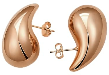 Onvavient Ohrringe Dupes, Ohrhänger Damen, Wassertropfen Ohrring Hypoallergene, Elegante Damenohrringe, Modeschmuck Schmuckstück Ohrstecker für Frauen Mädchen (Rosegold, 12 x 18 mm)