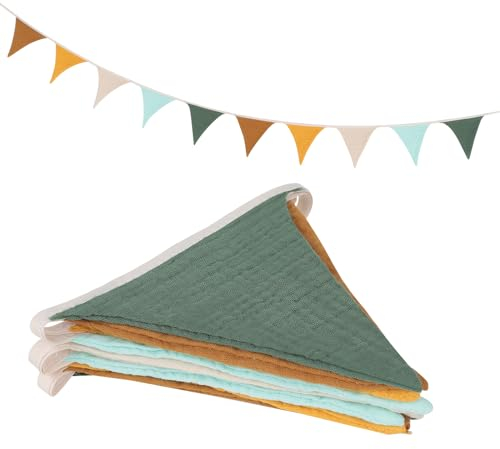 AiQInu Banderines de Fiesta, banderines Tela, Decoración para Habitación de Niños y Niñas Guirnaldas de Tela de Algodón Lavable, Cuna Triángulo Colorido Bandera Decoración