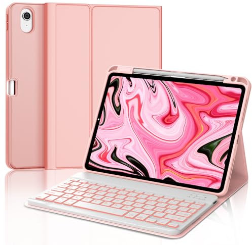 FOGARI Tastiera per iPad Air 11 Pollici (2024), Italiano Keyboard Retroilluminata Bluetooth Staccabile, Custodia con iPad Pro 11 4/3/2/1Gen, Air 6th/5th/4th Gen, Oro Rosa