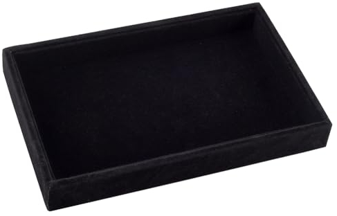 DELORIGIN Bandeja de terciopelo negro apilable para joyas, cajón, soporte de cosméticos extraíble para pendientes, collares, colgantes, pulseras, anillos