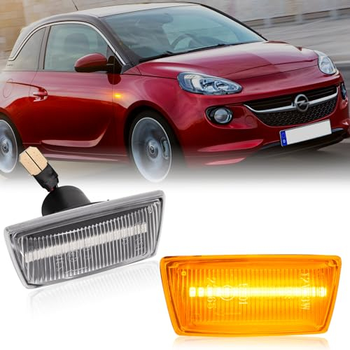 POPMOTORZ 2 Stück LED Seitenblinker Blinker für O-pel Adam Astra H Corsa D/E Insigina A Meriua B Zafira B Cruze J300 J305 J308 Orlando J309 C.adillac BLS CTS B.uick Cascada, Transparent