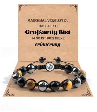 VGWON Geschenke für Männer, Gelbes Tigerauge Armband, Armband Herren, 10 mm Naturstein Perlen, Geschenke für Ihn Mann Vater Freund Opa Sohn Enkel Neffe Bruder Ehemann