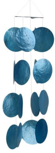 Capiz Muschel Kette Girlande Spirale, blau, Fensterdeko, Wohnzimmer, Gartendekoration, Länge 90 cm