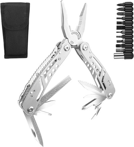 Stainless Steel Multi-Tool Pocket Pliers Set, Foldable, with Nylon Pouch, for Camping, Outdoor, Bike Multipurpose