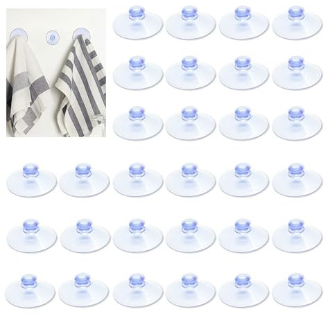 30 Piezas Ventosas de Plástico Transparente, 20mm Ventosa Pequeñas Redondas de Plástico Sin Gancho Mini Ventosas para Cristal y Superficies Lisas Coche Ventana de Vidrio Mesa de Cristal Baño Armario