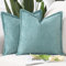 Madizz 2er Set Chenille Samt mit Rand Kissenbezüge Weiche Dekorativ Zierkissenbezüge Modern Kissenhülle für Sofa Wohnzimmer Schlafzimmer Türkis 60x60 cm