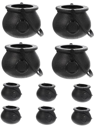 Garneck 10st -süßigkeits-Eimer Süßigkeitenhalter Für Kinder Gastgeschenke Korb Mit Halloween-leckereien Halloween-süßigkeitentöpfe Neuheit Kessel Wasserkocher Plastik Black