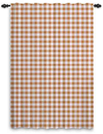 ggaimwf Gingham Vorhänge Strukturiert Taupefarbene,117x229cm,1 Stück