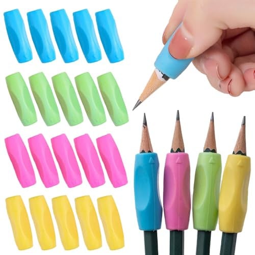 HENGKerCH 40 PCS Ergonomic Silicone Pencil Grips Mulitcolour Writing Aid Grip Universal Pencil Holder Grip with 3 Concaves for Kids Students Adults Handwriting