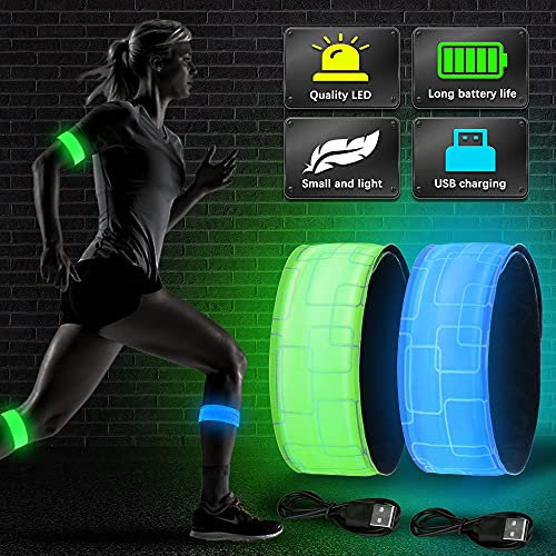 GAOUTO LED Armband Aufladbar, 2 Stück Leuchtband mit USB, Reflektoren Joggen Leuchtarmband, Kinder Nacht Sicherheits Licht für Laufen Joggen Radfahren Hundewandern Running Outdoor Sports