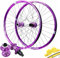 Paar Fahrradräder Mit Scheibenbremse, Steckachse 26 27,5 29 Zoll Für Kassette 8-12S Laufradsatz Aluminiumlegierung MTB-Räder Vorne 2 Hinten 4 Lager Purple,27.5in-MS
