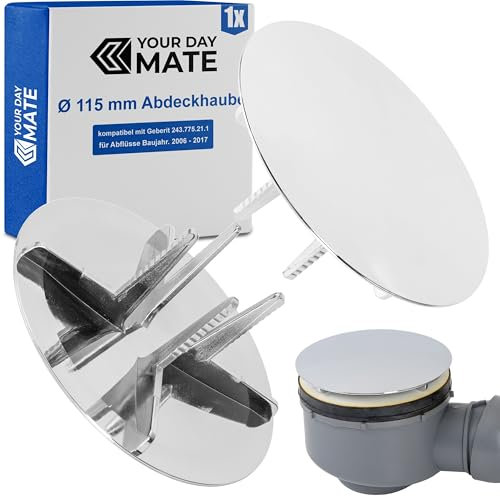 Tapa de desagüe de Ducha, Ø 115 mm, Compatible con desagües Geberit Uniflex del año de Modelo 2006-2017, Recambio para 243.775.21.1 y 150275211, Tapa de desagüe de Plato de Ducha D90