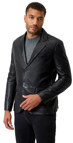 RICANO Diego Herren Lederjacke aus hochwertigem Lamm Nappa Leder – Klassischer Blazer-Stil mit Reverskragen und Pattentaschen