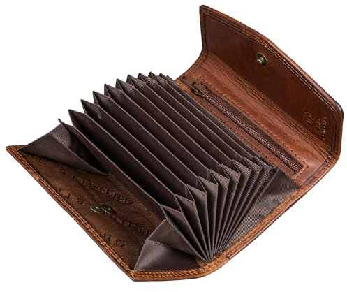 STILORD 'Holden' Leder Kreditkartenetui klein Kartenetui mit Münzfach RFID Mini Portemonnaie EC-Karten Brieftasche Slim Wallet in Geschenkbox Vintage Echtleder, Farbe:Sesto - Cognac