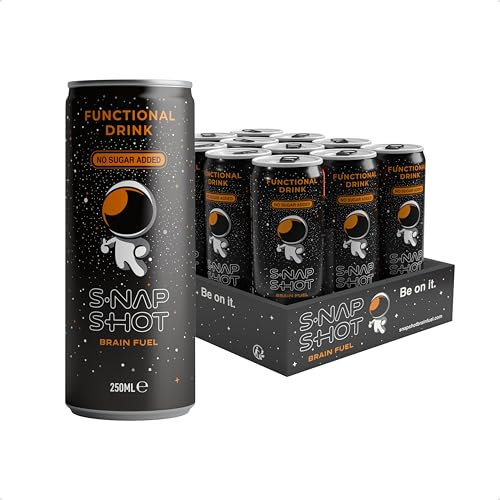 SNAP-SHOT - 12 Lattine Da 250ml | Bevanda Funzionale Per La Concentrazione | Brain Fuel | Ricarica Al Top Per Mente e Corpo | Zero Zuccheri Aggiunti | Con Spirulina e altri Super Food