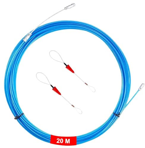 20m Through Wall Fish Tape Wire Puller, Cable Running Puller Rod, Wire Threader Puller for Communication Cable, Wall, Floor Pipe (Width 3.6mm)