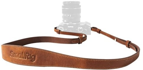 SMALLRIG Tracolla universale in pelle per fotocamera (marrone), Marrone, Brown
