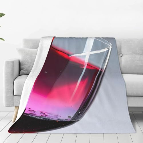 Sttung Red Wine Bottle Glass Print Ultra-Soft Flannel Air Conditioning Blanket Cozy Comfort for All Seasons