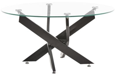 Home Heavenly® - Mesa Centro Redonda de Cristal Dan, de 80 cm diámetro x 40 cm Altura. 4 Patas entrecruzadas. (Negras)