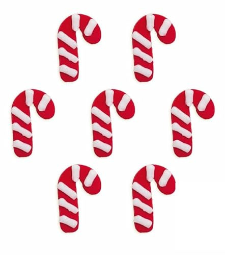 Anniversary House Pack 7 Candy Cane Edible Cake Decorations, Handcrafted Cake Toppers, Edible Fondant Icing Sugar Cupcake Toppers, SFX395