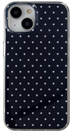 QLTYPRI for iPhone 15 Case, Cute Polka Dot Pattern Aesthetic Phone Case, Raised Camera Protection Durable TPU Slim Shockproof Protective Phone Cover for Girls Women - Black