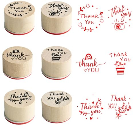 6 Stück Holz Dankesstempel Dankesstempel mit Einfachem Muster Personalisierte Stempel Geschenke für Lehrer Geeignet für Schüler um Ihrer Familie Freunden und Lehrern Ihre Dankbarkeit Auszudrücken