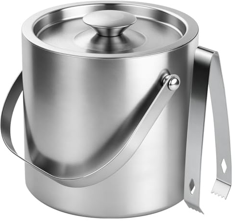 ChefBee Stainless Steel Ice Bucket - 3L Double-Wall Insulated Ice Buckets for Parties with Lid & Tongs, Large Champagne Wine Drink Container Holder, Ideal for Freezer Cocktail Home Bar Accessories