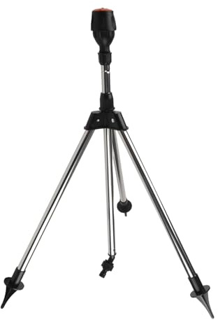 Gettimore Drehbarer Stativ-Sprinkler Edelstahl Automatische Rasenbewässerung für Garten, Hof, Gewächshaus mit 360° Sprühnebel, Einstellbare Abdeckung