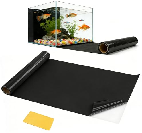 Vutlace Fish Tank Background, Black Aquarium Poster Background, Aquarium Sticker, Self Adhesive Aquarium Backdrop, with Sealing Tool, for Underwater Fish Tank Decoration(Black 30 * 200cm)