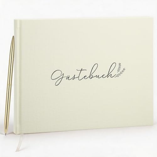 TranRantic Gästebuch Hochzeit, Leinen Hardcover Gästebuch Hochzeits | 100 Seiten Blanko Hochzeitsgästebuch & Hochzeitsalbum für Hochzeit, Geburtstag, Party, Baby Shower(Beige)
