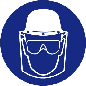 Gebotsschild aus Aluminium - Gesichts-,Kopf- und Augenschutz tragen - Ø 20 cm